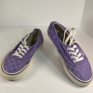 Van's Off the Wall Sneakers Purple Checked‎ US Men's Size 6 Women's 7.5